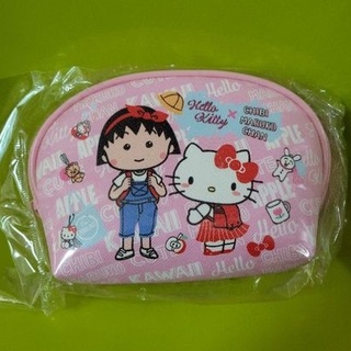櫻桃小丸子X Hello Kitty 聯名萬用收納包 化妝包 拉鍊防水布 鑰匙包 零錢包