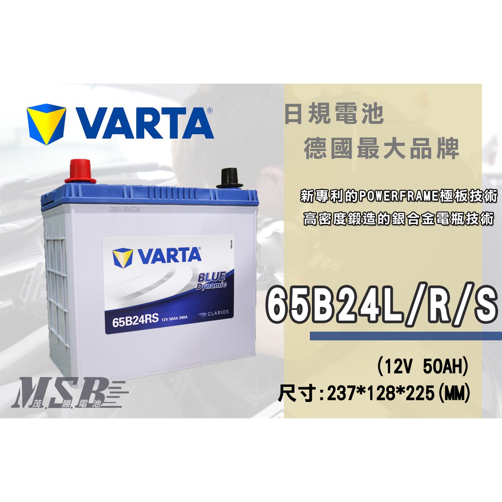 【茂勝電池】NEW VARTA 65B24L /R /S 華達 汽車電瓶 日規 是用車款 CITY YARIS VIOS