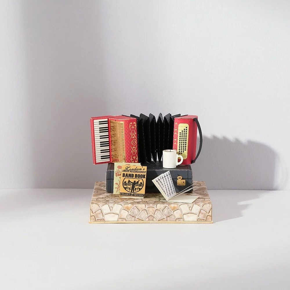 復古風DIY材料包-手風琴9259307（紙風景／手作／DIY／紙模型／紙雕／裝飾／知音文創）《筑品文創》