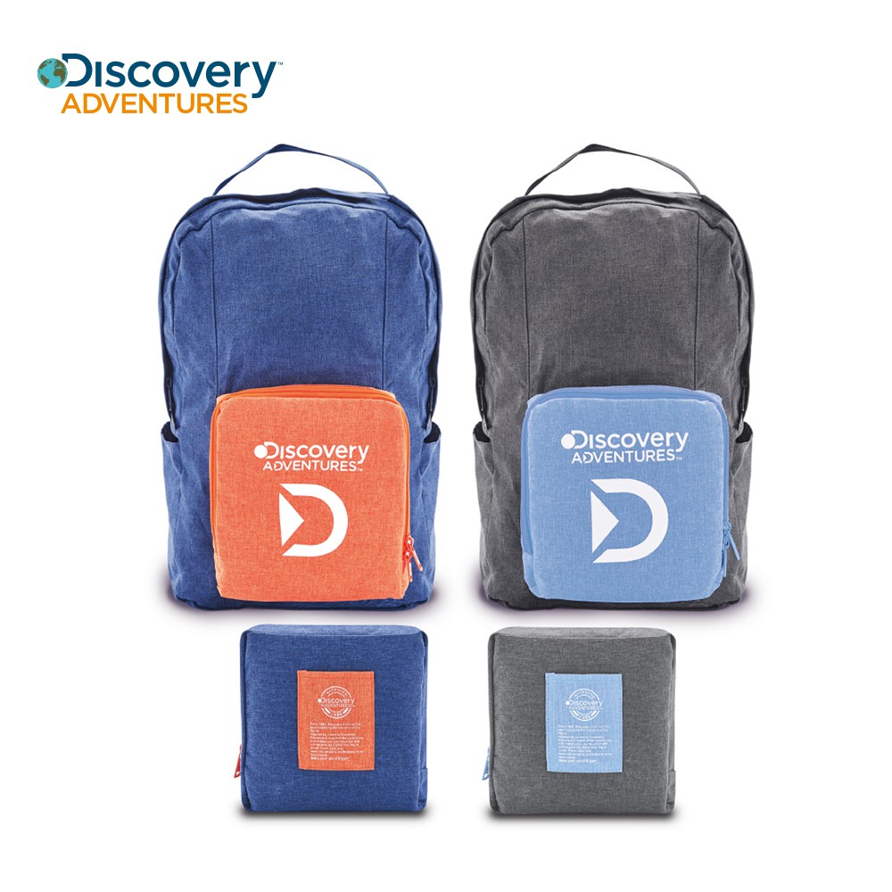 【Discovery Adventures】便攜行李箱雙肩包-藍/灰 雙肩包 後背包 可收納式 行李箱包款