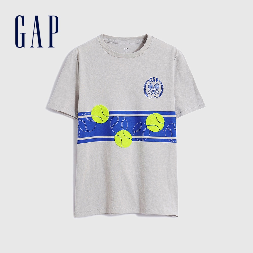 Gap 男童裝 Logo運動寬鬆短袖T恤-灰色(825604)