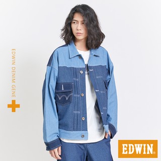 EDWIN PLUS+ 拼接迦績牛仔外套(拔淺藍)-男款