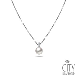 City Diamond 引雅【東京Yuki】日本AKOYA珍珠7-8mm單顆垂掛項鍊/鎖骨鏈