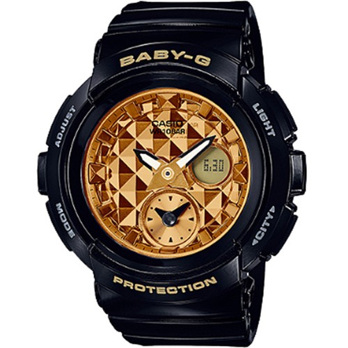 CASIO BABY-G 閃耀鑽石搖滾運動腕錶-黑(BGA-195M-1ADR)