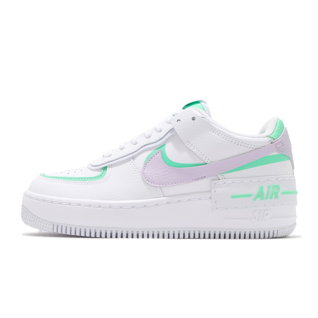 Nike 休閒鞋 Wmns AF1 Shadow 白 紫綠 小白鞋 Air Force 1 女鞋 CU8591-103