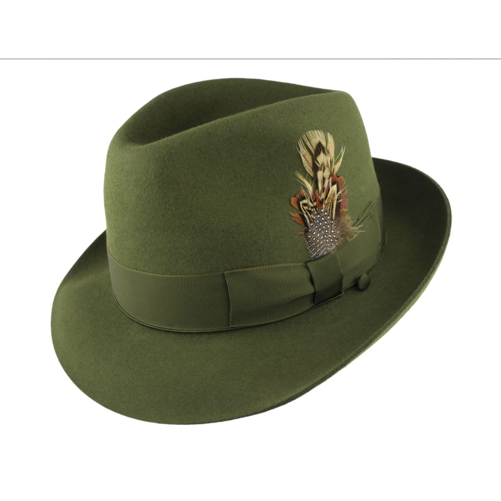 [全新正品] 美國紐約 JJ Hat Center Fedora 橄欖綠 手工兔毛紳士帽SIZE 7 1/4(約58)~