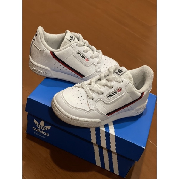 二手極新童鞋免綁鞋帶 ADIDAS ORIGINALS CONTINENTAL復古運動休閒鞋14cm