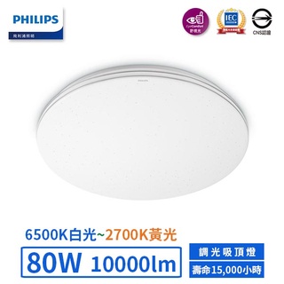 【飛利浦PHILIPS】LED 80W靜欣居家調光吸頂燈【實體門市保固五年】