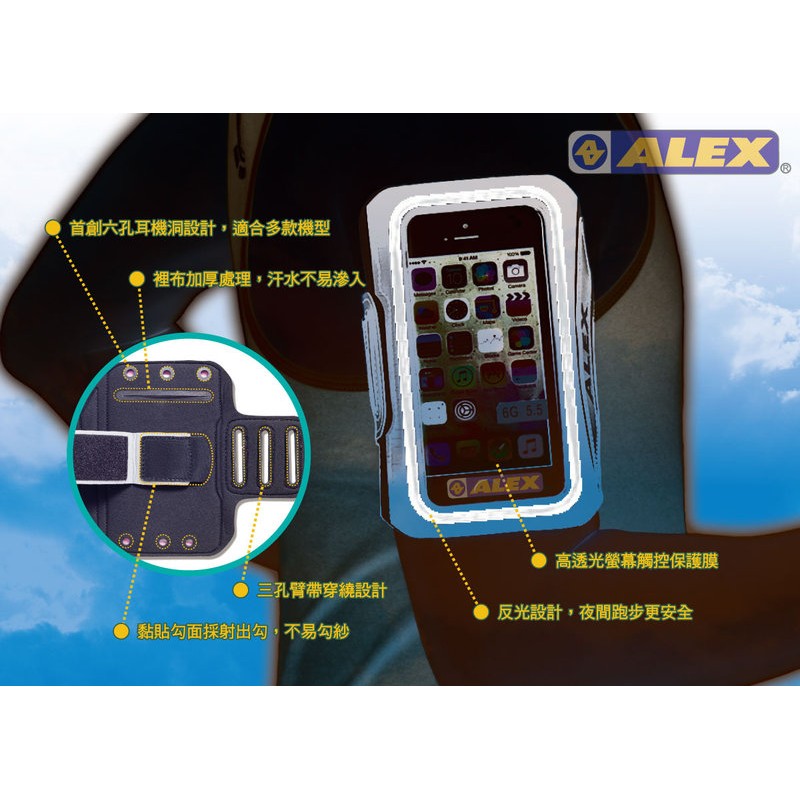 (布丁體育)公司貨附發票  ALEX Q-12 運動臂包 手機袋 手臂包 路跑 iPhone6s HTC 10 Note