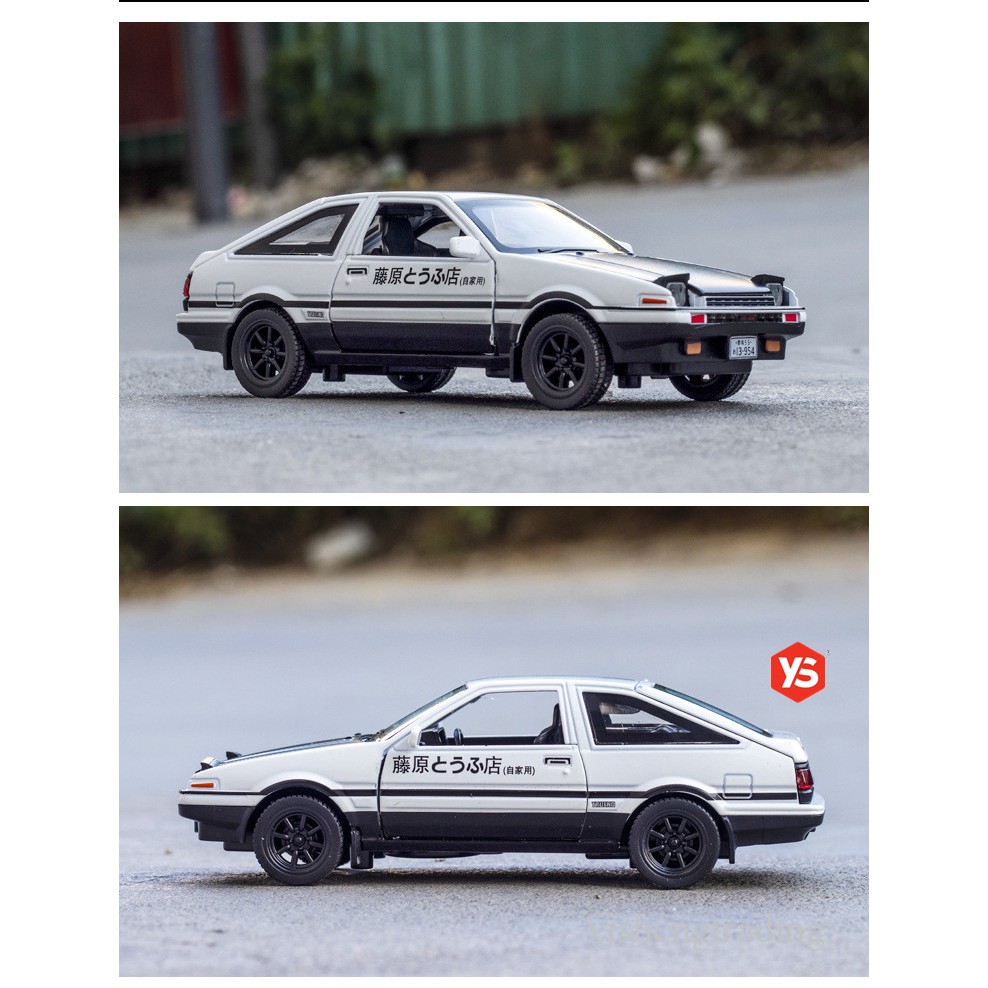 汽車模型1 28 合金車toyota Trueno Ae86 豐田藤原拓海頭文字d 聲光回力車 蝦皮購物