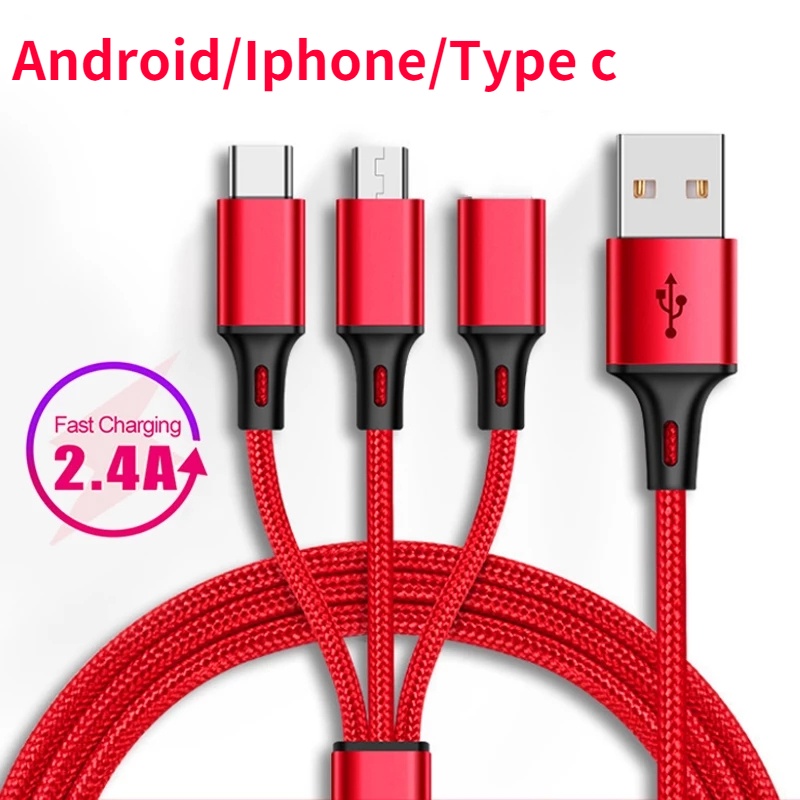 3 合 1 手機數據線 USB 充電器數據線/Android Type C Micro USB 充電線數據線