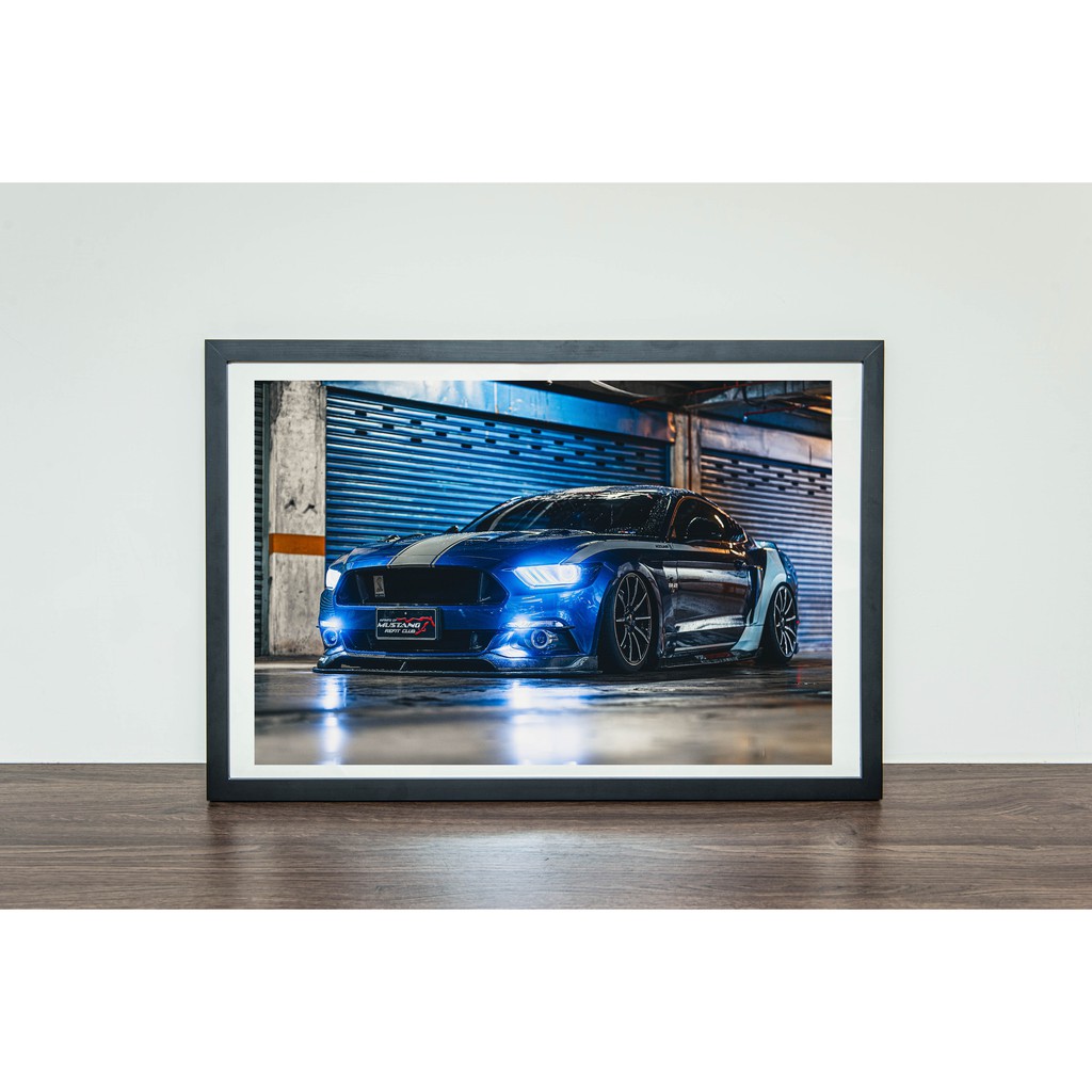 24吋畫廊級福特野馬Ford Mustang GT 藝術相框、海報 (廠車輪框、定風翼、寬體大包、氣壓避震、碳纖維尾翼)