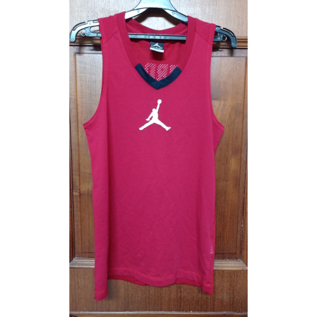 NBA-JORDAN紅色運動背心球衣S號