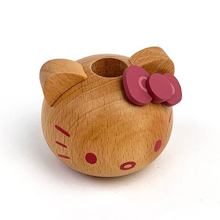 小禮堂 Hello Kitty 造型木質牙刷架 牙刷座 筆架 (棕 大臉)