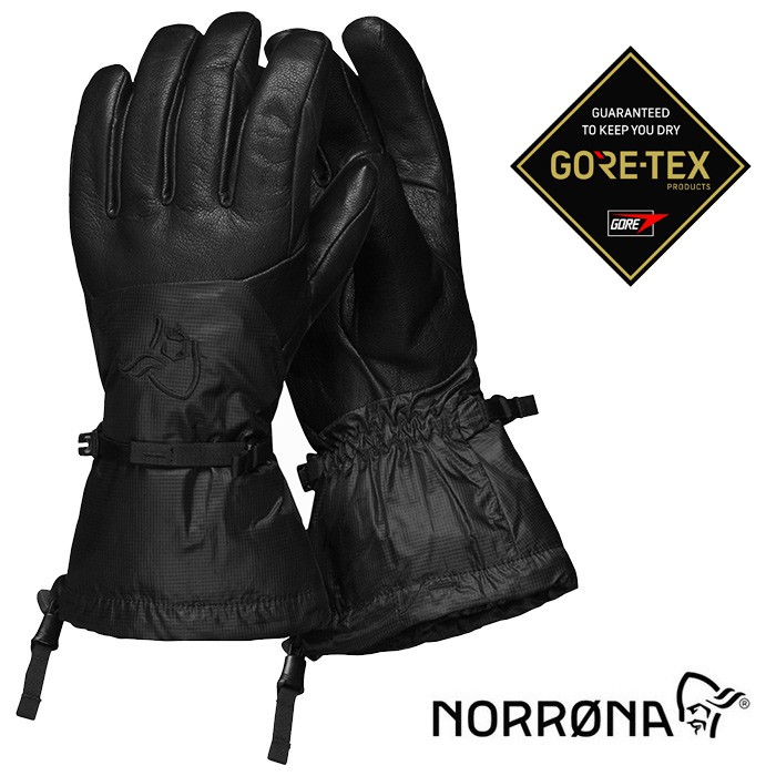 【Norrona 老人頭 挪威】Gore-Tex 防水手套 登山手套 保暖手套 高貴黑 (1614-19-7718)