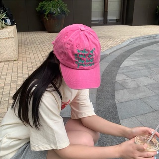 MAGIC KIWI/韓版復古做舊粉色棒球帽女字母刺繡百搭顯臉小鴨舌帽