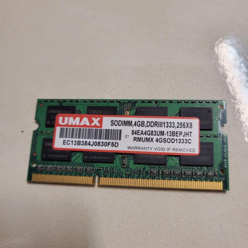 4g ddr3 1333 筆電 記憶體  UMAX 二手