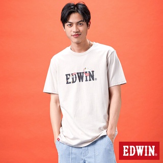 EDWIN 中性款 網路獨家 聊天插畫LOGO短袖T恤(淺卡其)
