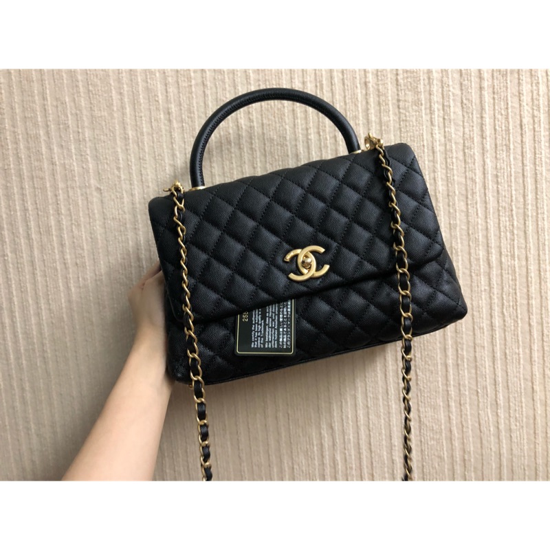 Chanel coco handle28cm 荔枝黑金