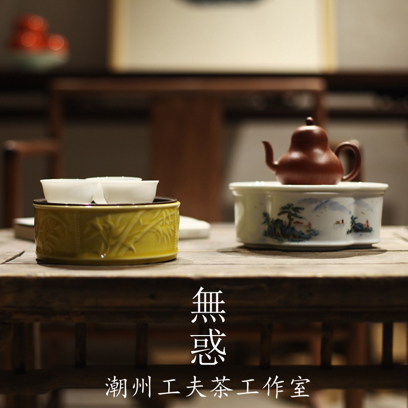 【免運】 |無惑| 潮州工夫茶海棠茶船 蛋殼杯 壺承 整套紫砂壺 手拉壺 手繪