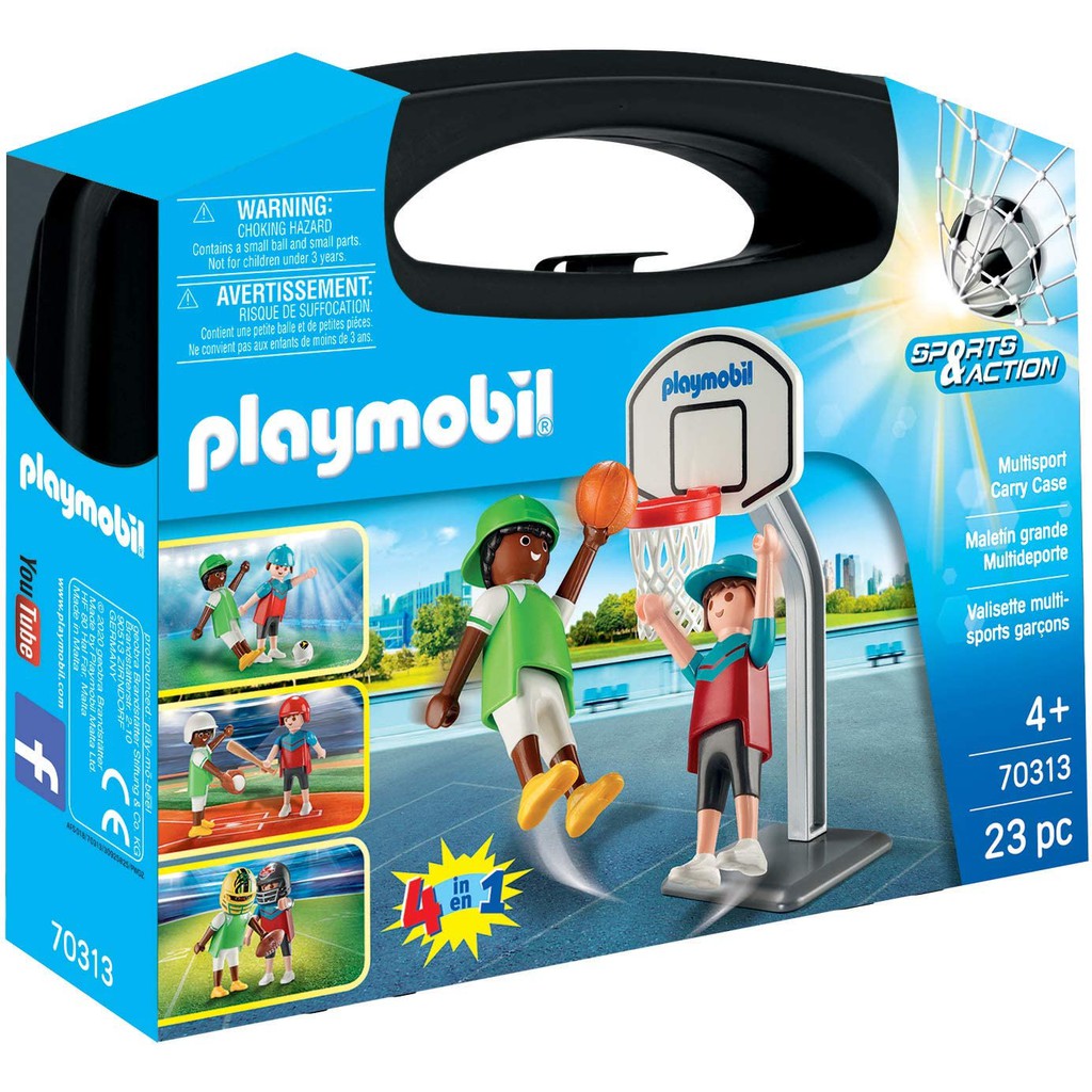 摩比 Playmobil 70313 提盒 運動 籃球 足球 棒球 橄欖球 運動員 棒球帽 籃球框