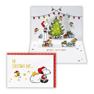 【莫莫日貨】hallmark 日本原裝進口 正版 史努比 Snoopy 燙金立體 聖誕節 聖誕卡 聖誕卡片 10132