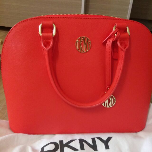 多人詢問，以先下單為主喔^^買到賺到DKNY 橘紅 貝殼 包  防刮真皮 似mk,coach