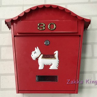 [HOME]附門牌號碼 歐式鄉村紅色小狗信箱 超取限1件 鍛鐵信箱 蘇格蘭紅 郵箱信件箱意見箱 居家民宿店面咖啡廳