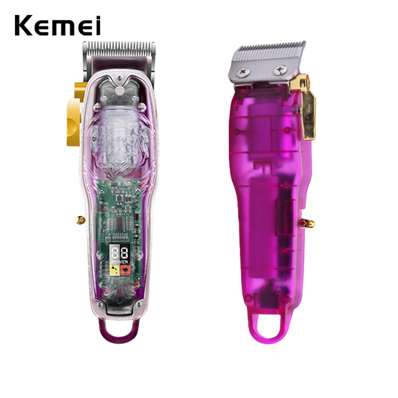 Kemei科美全透明新款充電式髮廊油頭理髮器電推剪漸變推子家用KM-2707
