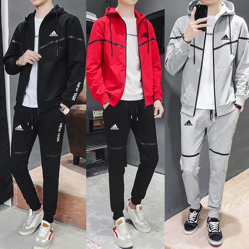 出清 Adidas愛迪達男款套裝愛迪達運動套裝休閒套裝長袖連帽衛衣男衛衣運動服 蝦皮購物