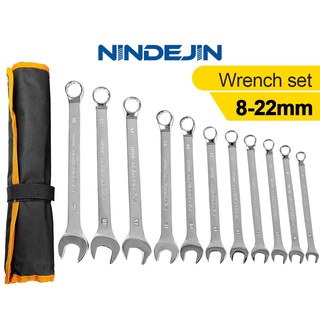 NINDEJIN11pcs扳手工具套裝CR-V8910 11 12131415171922mm開口組合扳手套裝