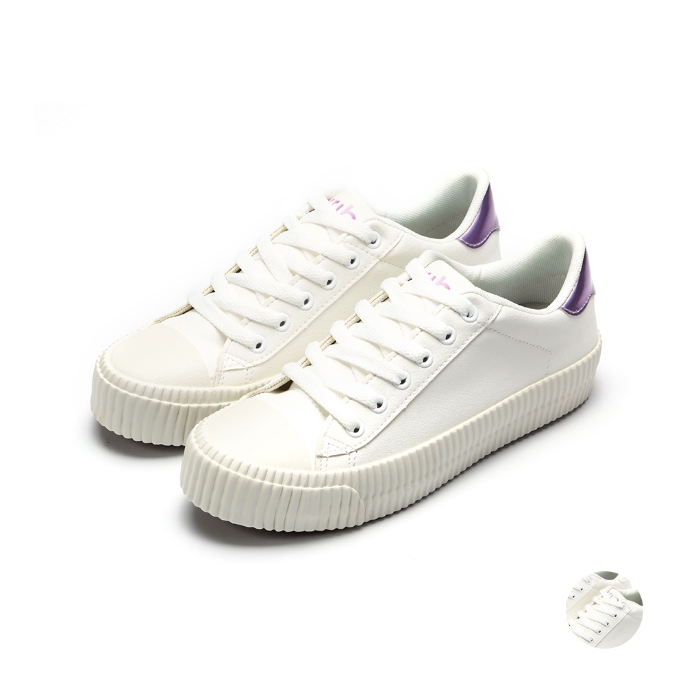 ARRIBA艾樂跑女鞋-小白鞋推薦!百搭休閒鞋-全白/白紫(AB9022)