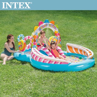 【INTEX】糖果屋戲水游泳池滑水道/戲水池/泳池 295x191x130cm(374L)適用3歲+ (57149)