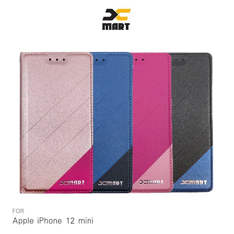 XMART Apple iPhone 12 mini (5.4吋) 磨砂皮套 掀蓋 可立 插卡 撞色 微磁吸