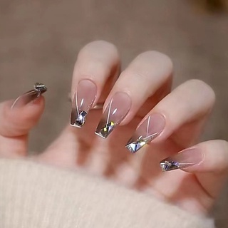 Nail愛心大鑽美甲片成品美甲穿戴ins假指甲貼片蝴蝶美甲片z052 蝦皮購物