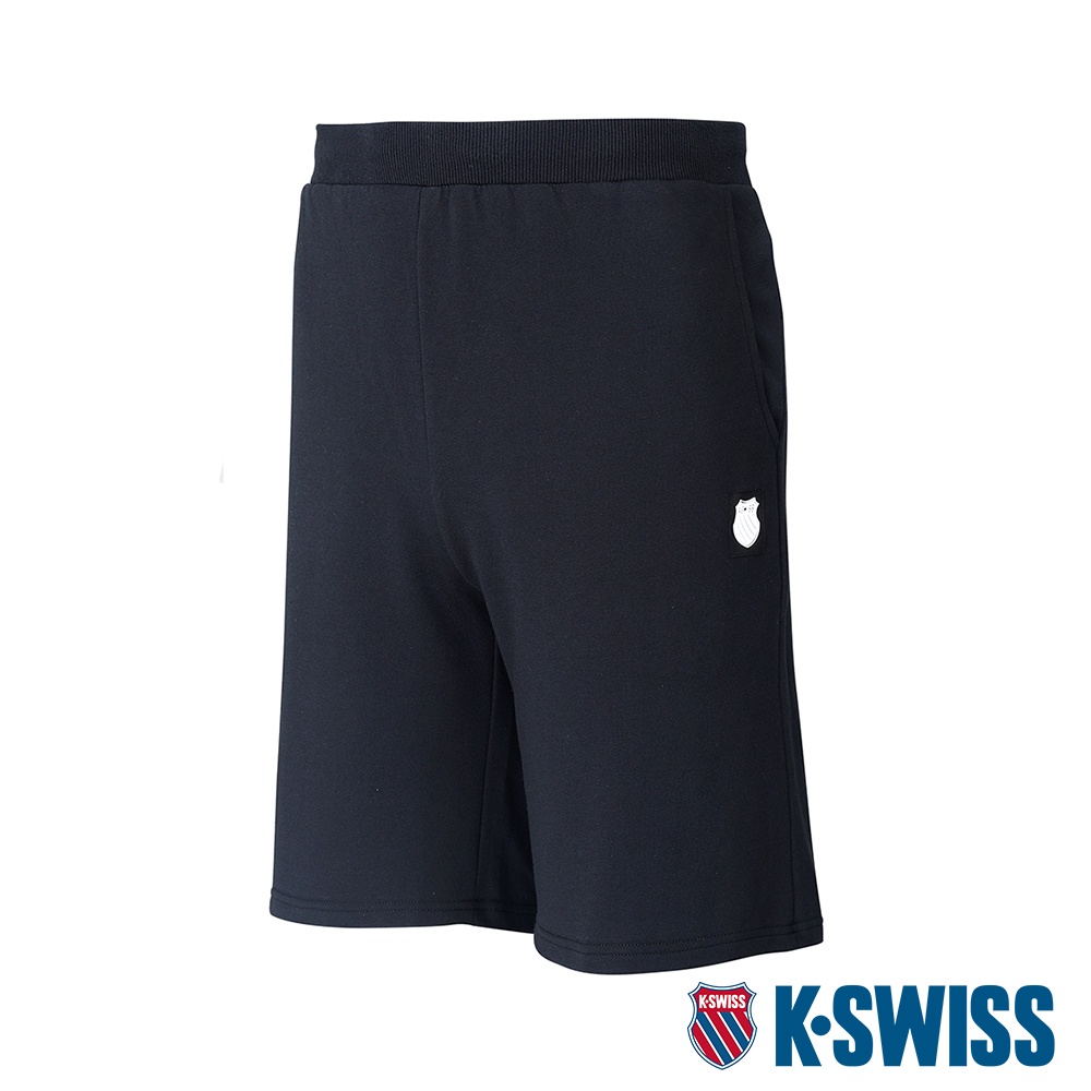 K-SWISS Solid Logo Shorts棉質短褲-男-黑