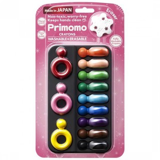 全新 日本 Primomo 12色 皇后戒指造型無毒蠟筆 (附橡皮擦)