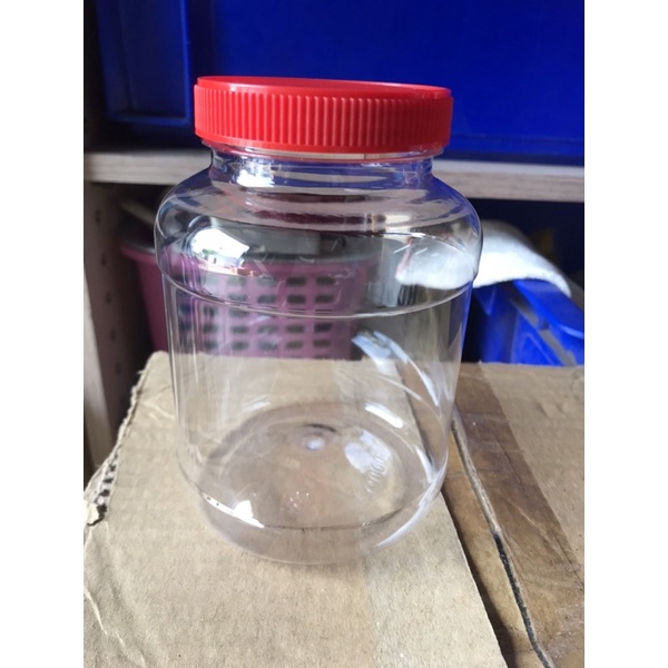 八德國際家庭五金 華成塑膠 新型透明筒 0.5L PET透明罐 透明桶 塑膠罐 收納罐 收納桶 零食罐 紅蓋筒 食品級