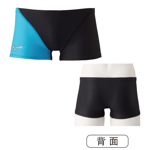 MIZUNO 男款 EXER SUITS 平口泳褲 訓練用 耐穿 N2MB156409 黑X藍【iSport商城】