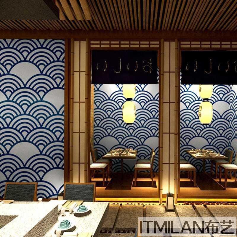 和風墻紙日系裝修日式風格個性日本料理拉面壽司店海浪浮世繪壁紙 布艺 蝦皮購物