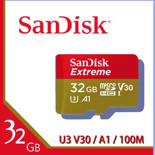 附發票 新帝Sandisk Extreme MicroSDHC TF 32G A1 U3 100M 記憶卡