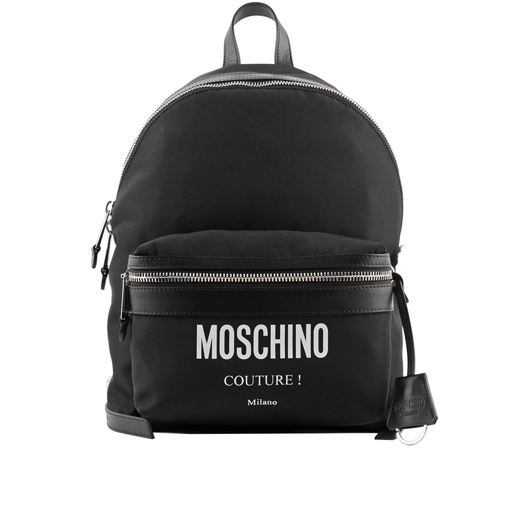 MOSCHINO Logo 尼龍口袋後背包(黑色) A7606 8201 2555