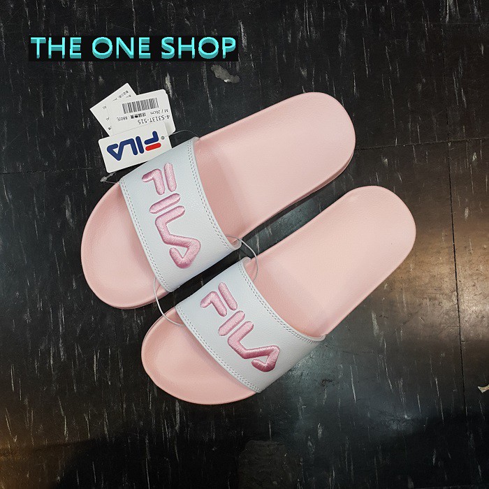 TheOneShop FILA 拖鞋 運動拖鞋 海灘鞋 粉紅色 粉色 白粉 電繡 經典款 LOGO