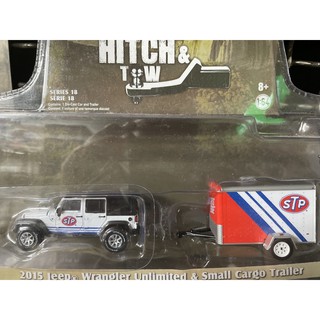 《模王》 1/64 美國綠光 模型合金車 2015 吉普 wrangler & 拖車