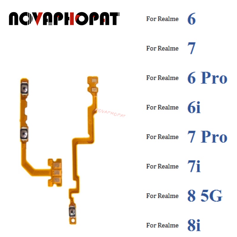 Novaphopat 電源開關靜音開關控制鍵音量按鈕排線適用於 OPPO Realme 8 8s 8i 7i 7 6i
