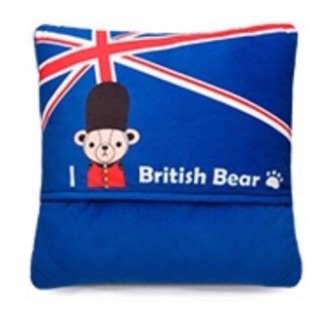 英國熊暖腳套 抱枕 午安枕 背枕 英國風 腰靠枕