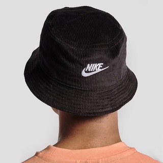 DY• NIKE CORDUROY BUCKET HAT 漁夫帽 帽子 燈芯絨 刺繡 黑色 女 DC3965-010