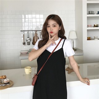 Summer 有貨 韓版兩件式洋裝 套裝 清新風 背心裙 魚尾裙 中長裙 吊帶背心裙 夏天新款 一件式連身裙 A1010
