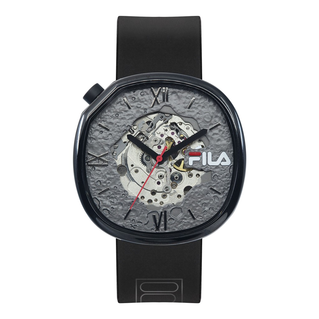 【FILA 斐樂】層次感隕石機械腕錶-個性黑/38-307-002/台灣總代理公司貨享兩年保固