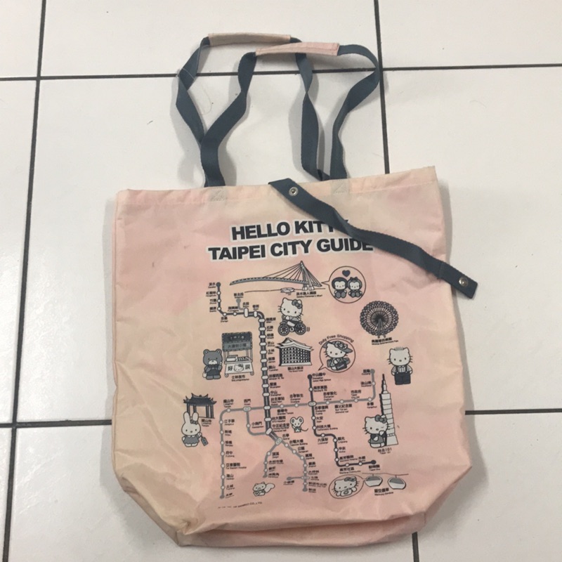 超可愛 kittyX台北捷運購物袋環保袋Taipei City Guide（還沒有新蘆線時的喔！收藏用